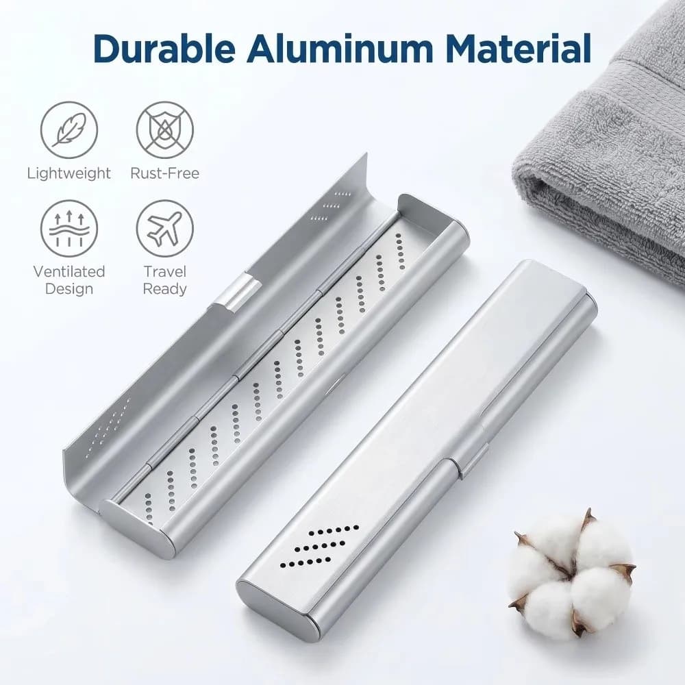 Aluminum Material Aluminum Toothbrush Case Durable Construction Portable Size Travel Toothbrush Holder Empty Design