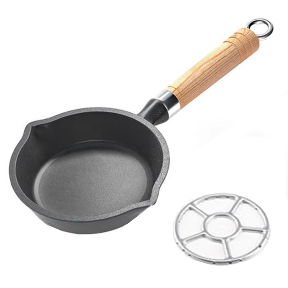 10/15 cm cast iron pan with wooden handle Small non-stick pan for eggs for the kitchen