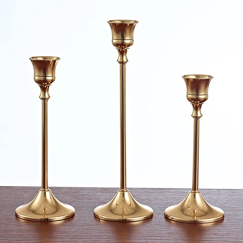 Golden brass candle holder set Decorative candle holder for wedding table for party dinners