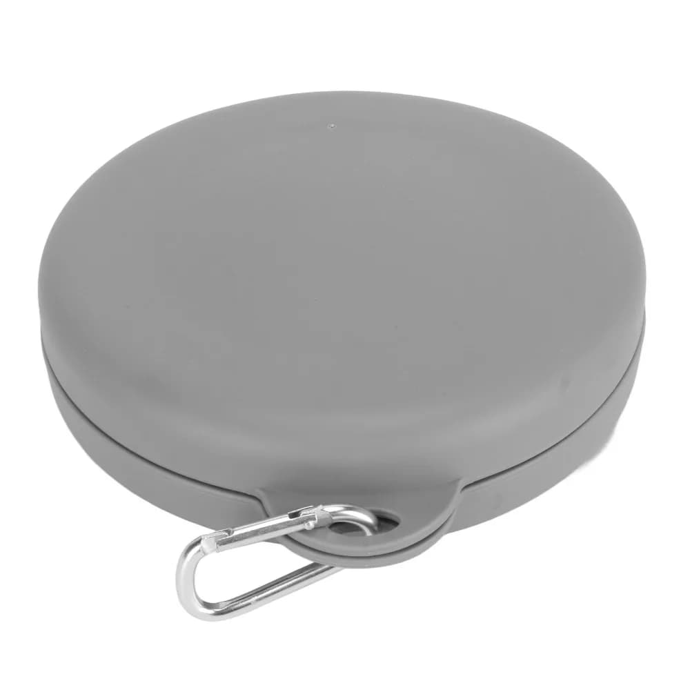 Food Grade Silicone Collapsible Pet Double Bowl Double Cavity Lightweight Foldable Pet Food Water Bowl Grey Large Capacity