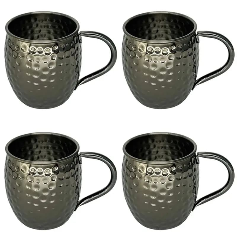 Set di 4 Tazze A92P, Acciaio Inossidabile con Motivo a Pietra Elettroplaccato, Ideale per Vino, Birra, Bevande Fredde in Bar