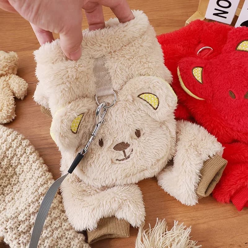 Soft Fleece Clothing for Dogs Autumn Winter Dog Jumpsuit Cute Bear Pocket Puppy Coat Four Legs Dog Clothes Chihuahua Pet Pajamas
