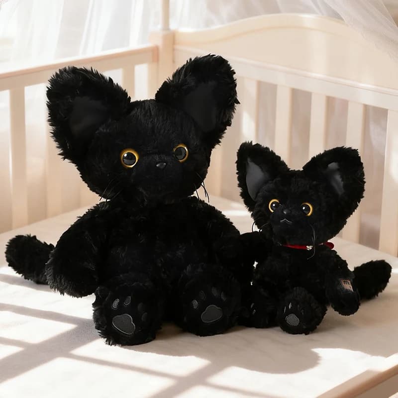 Stuffed Plush Toys Children Gift Hugging Doll Room Decor cute Sitting&Standing Pos Black Cat Plush Toys Handmade Fluffy Anime