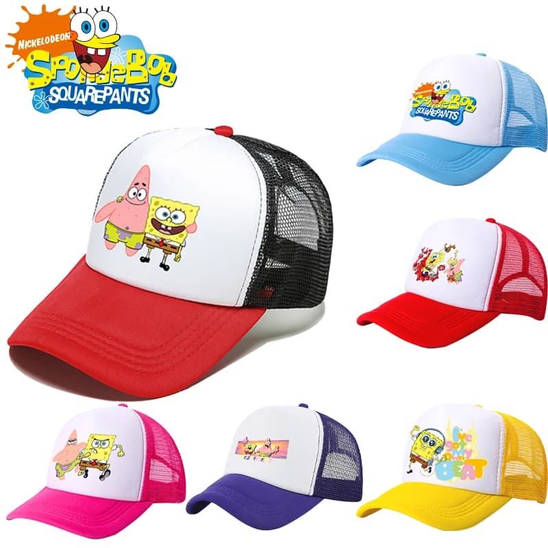 Cappellini di SpongeBob SquarePants con Stampa di Personaggi Anime e Cartoni Animati, Berretto da Baseball Unisex, Cappelli Estivi alla Moda per Uomo e Donna, Regali per Feste