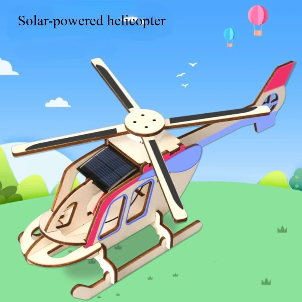 Mini Aeroplano Elicottero Solare Fai-da-Te, Modellini e Giocattoli Educativi Scientifici per Bambini, Regalo Giocattolo