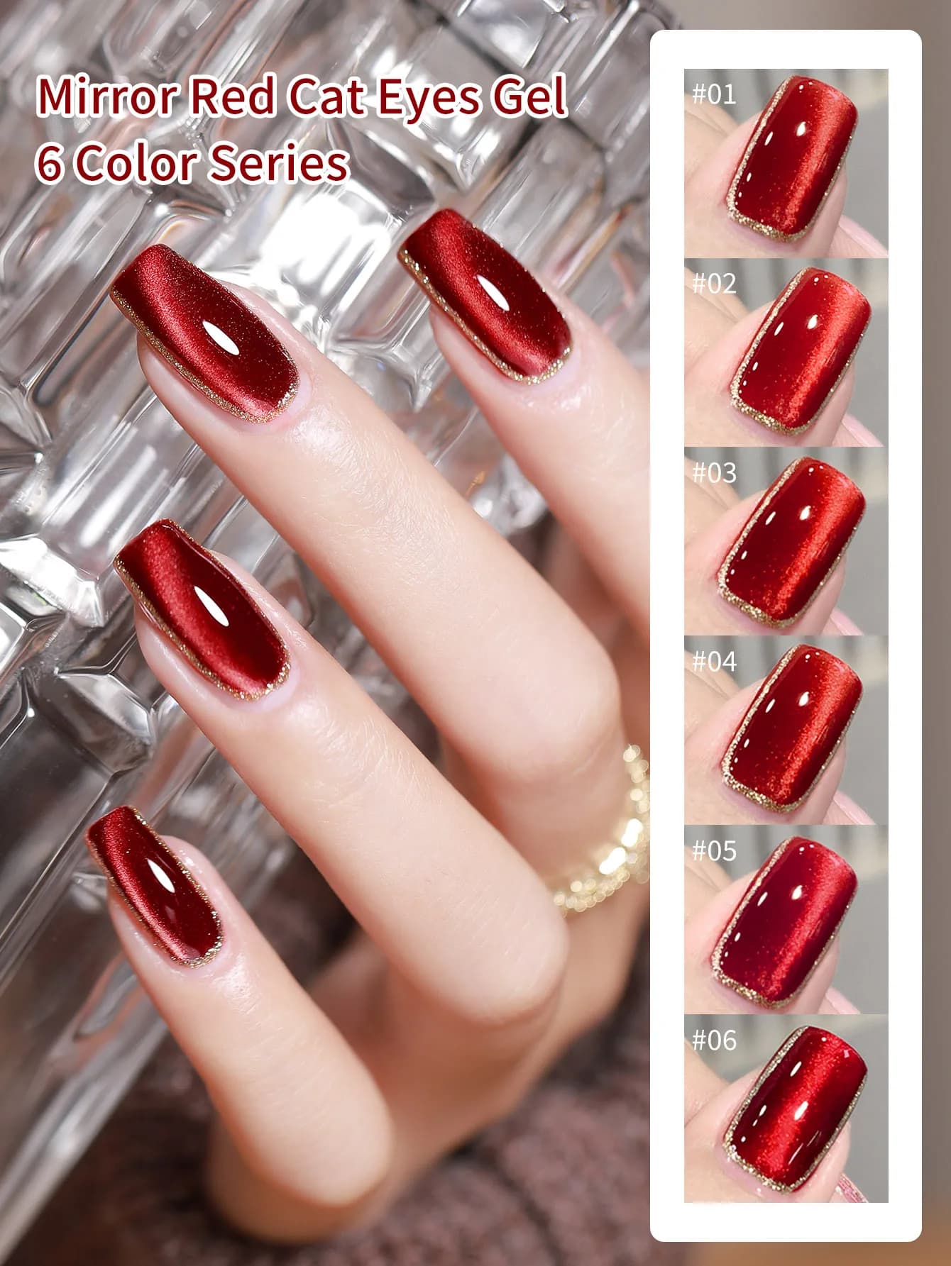 Smalto per unghie gel magnetico per gatti rossi rubini super lucidi da 10 ml Gel per occhi di gatto rosso vino Soak Off Smalto per unghie semipermanente per manicure