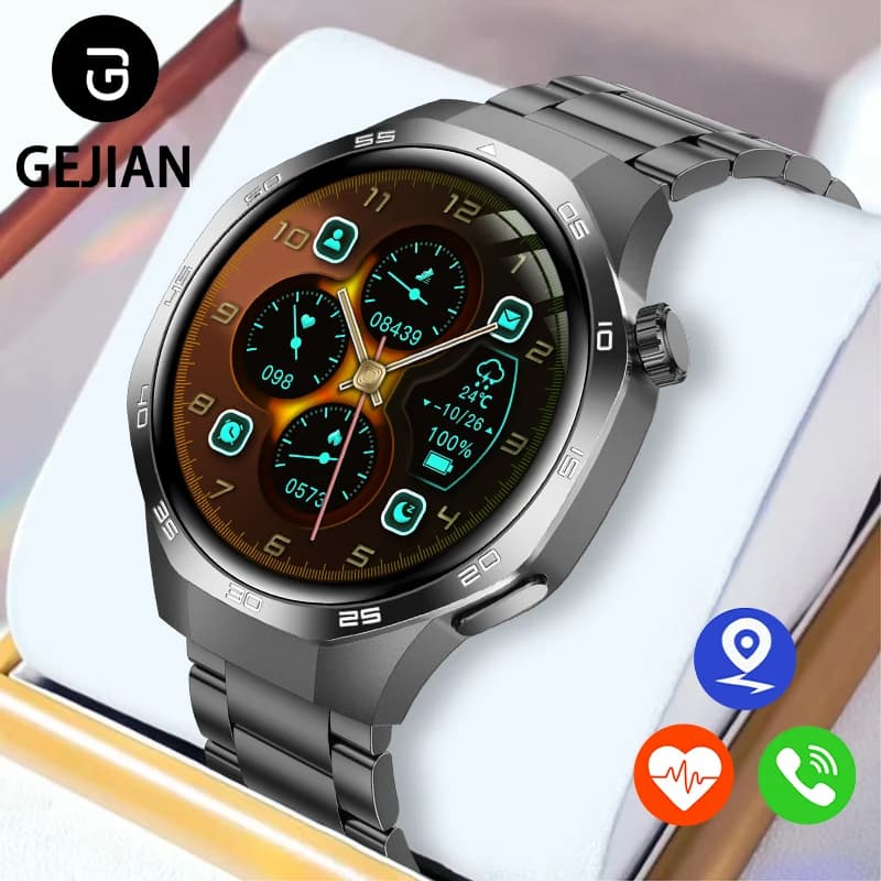 La connessione Bluetooth 5.0 da uomo nuova di GEJIAN supporta la funzione GPS Monitoraggio della salute della frequenza cardiaca Schermo da 1,53 pollici Smartwatch da uomo