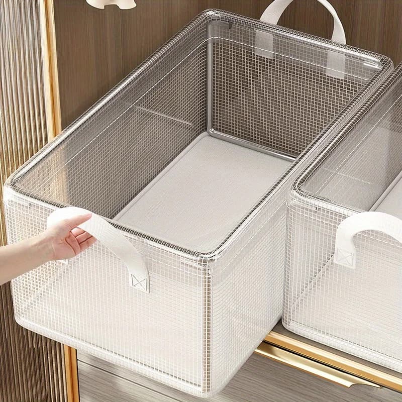 1 Pezzo Scatola Portaoggetti Trasparente in PVC con Telaio in Acciaio, Impermeabile, Cesto Porta Biancheria Intima, Adatto per Uso Domestico e in Dormitorio