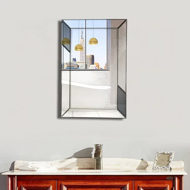Household living room non-punching wall-mounted mirror bathroom silver mirror bathroom high definition makeup