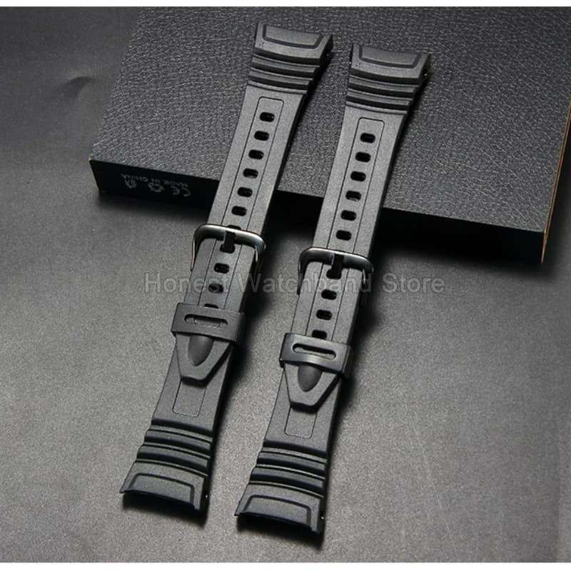 For Casio W-96H Special Interface Stainless Steel Buckle Sweat-Resistant Silicone Watch Strap Black Flexible Comfortable Durable