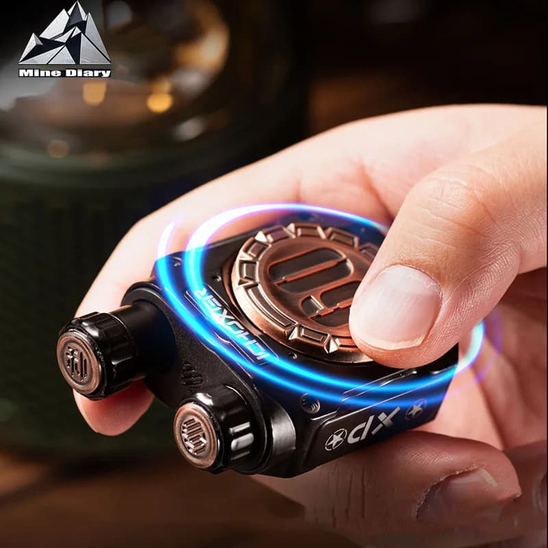 3-in-1 Fidget Spinner Luminoso Doppia Colonna Collegamento Pulsante A Cricchetto Moneta Decompressione Metallo Push Slider Alleviare Lo Stress Giocattolo EDC