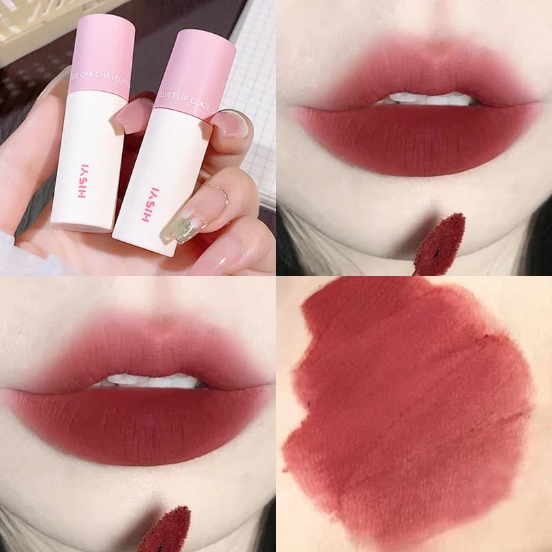 Velvet Matte Lip Gloss - Long-lasting liquid lipstick and highly pigmented in brown, pink, purple, red - to a portable dail