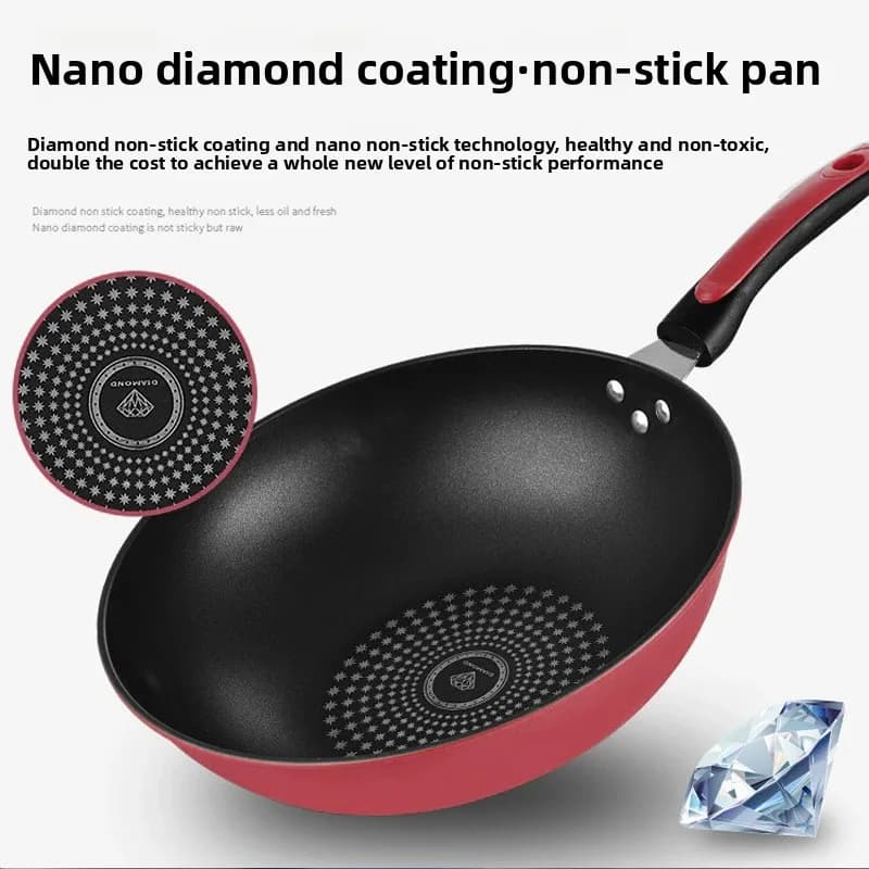 Padella antiaderente, wok con diamanti in cristallo, wok in ceramica domestica, fornello a gas, fornello elettromagnetico, padella per mescolare