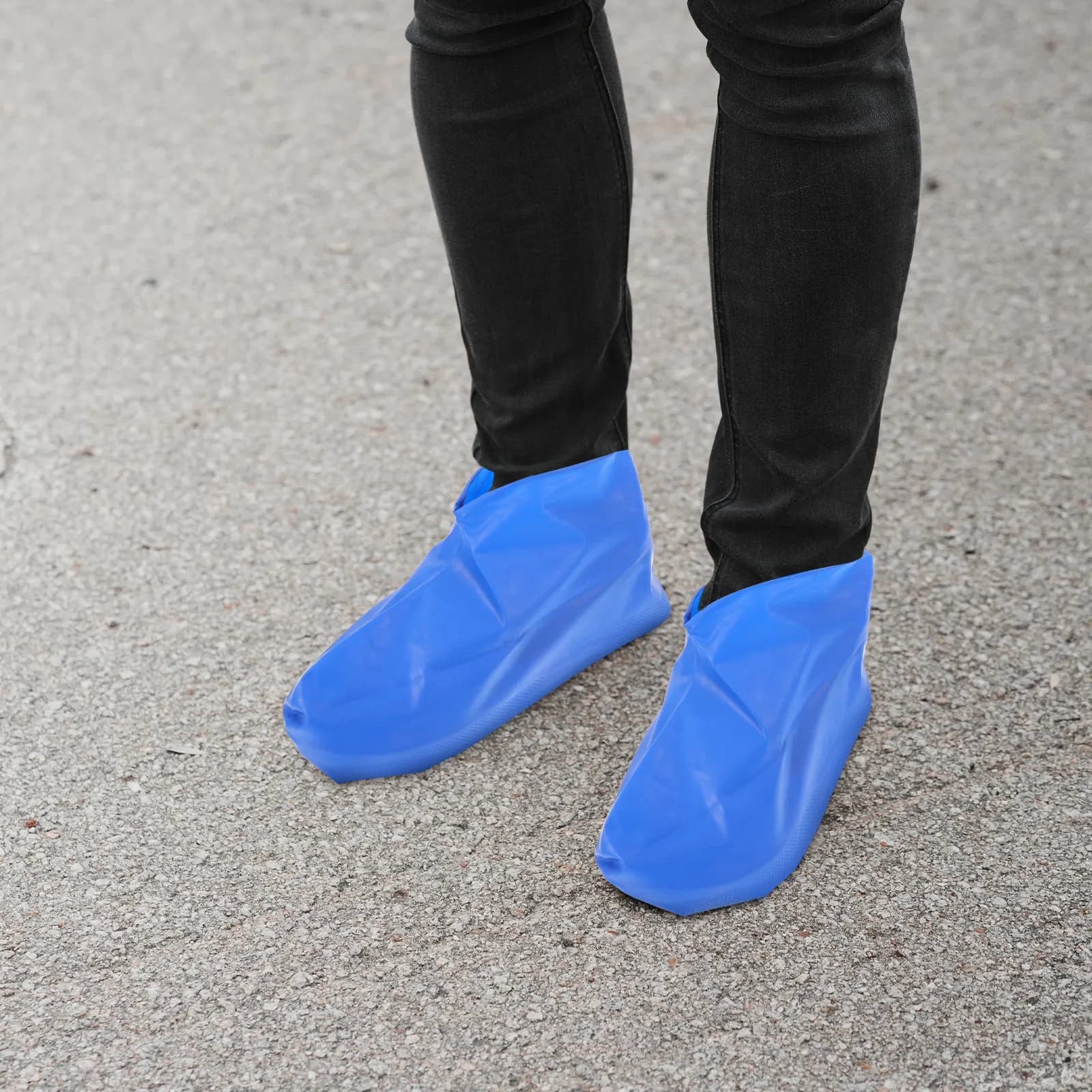 2Pairs Waterproof Latex Shoe Covers Reusable Non Slip Elastic Boot Protectors for Rain Outdoor Sports Hiking Cycling Camping
