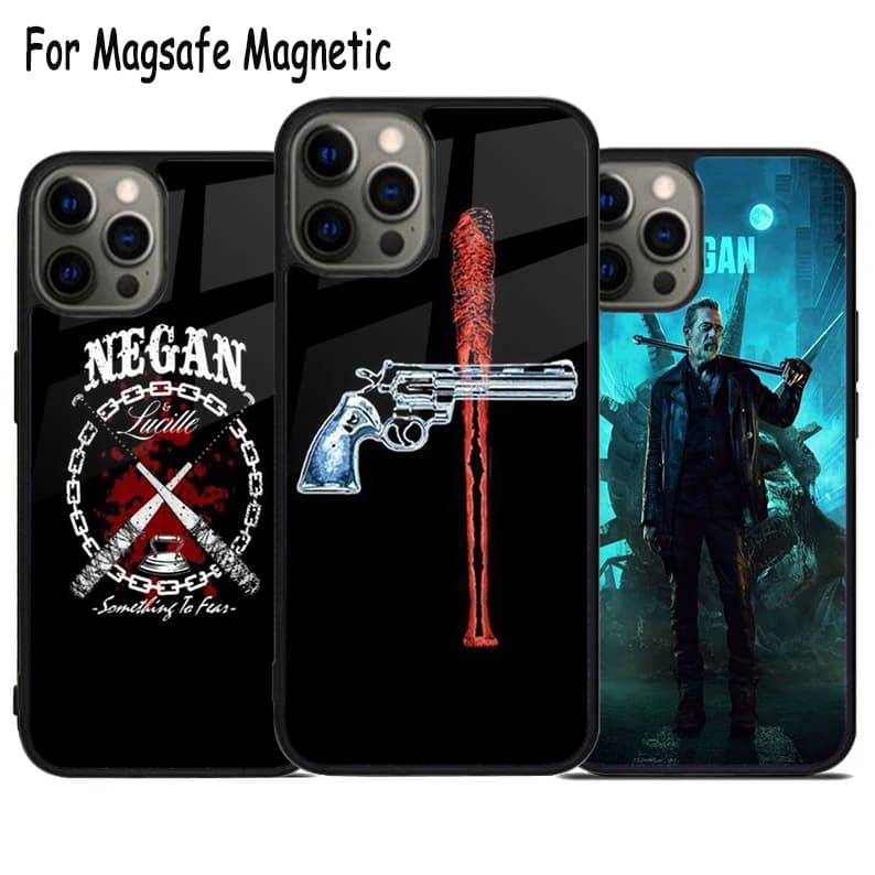 Cover per telefono con ricarica wireless Negan The Walking Dead per iPhone 17 Air 15 16 16e 14 13 11 12 Pro Max Plus, cover magnetica Magsafe