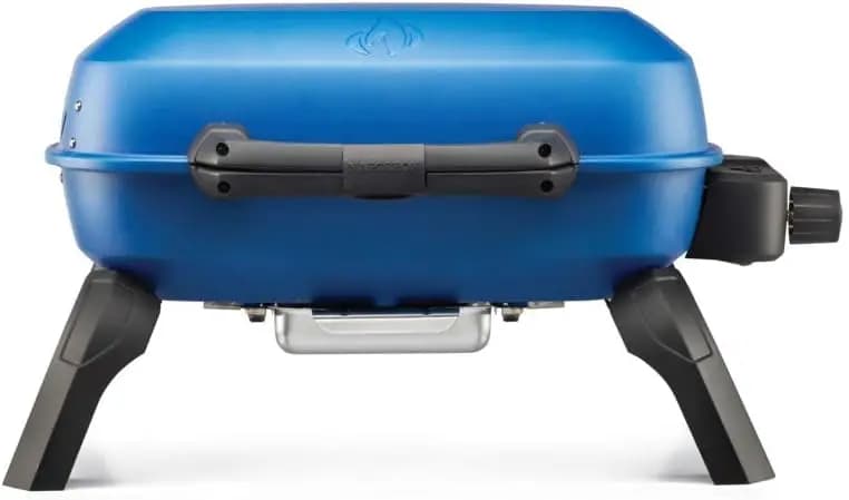 Griglia compatta portatile a gas propano, blu, tailgating, campeggio e piccoli spazi all'aperto