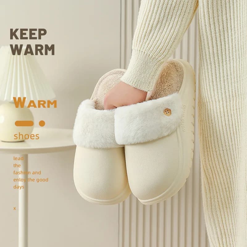 Pantofole invernali da casa Sandali da donna in cotone lavabile Pantofole Falt con fondo spesso antiscivolo Sandali da uomo caldi impermeabili in peluche