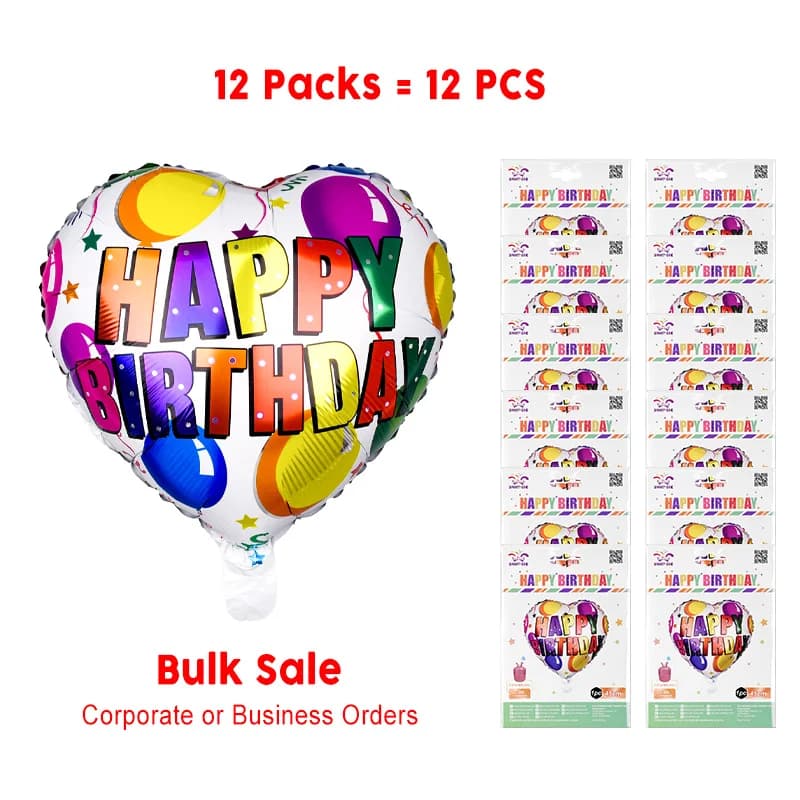 Palloncini foil a forma di cuore "HAPPY BIRTHDAY" da 12 pezzi-18'' 1pz/confezione 12 confezioni per decorazioni per feste