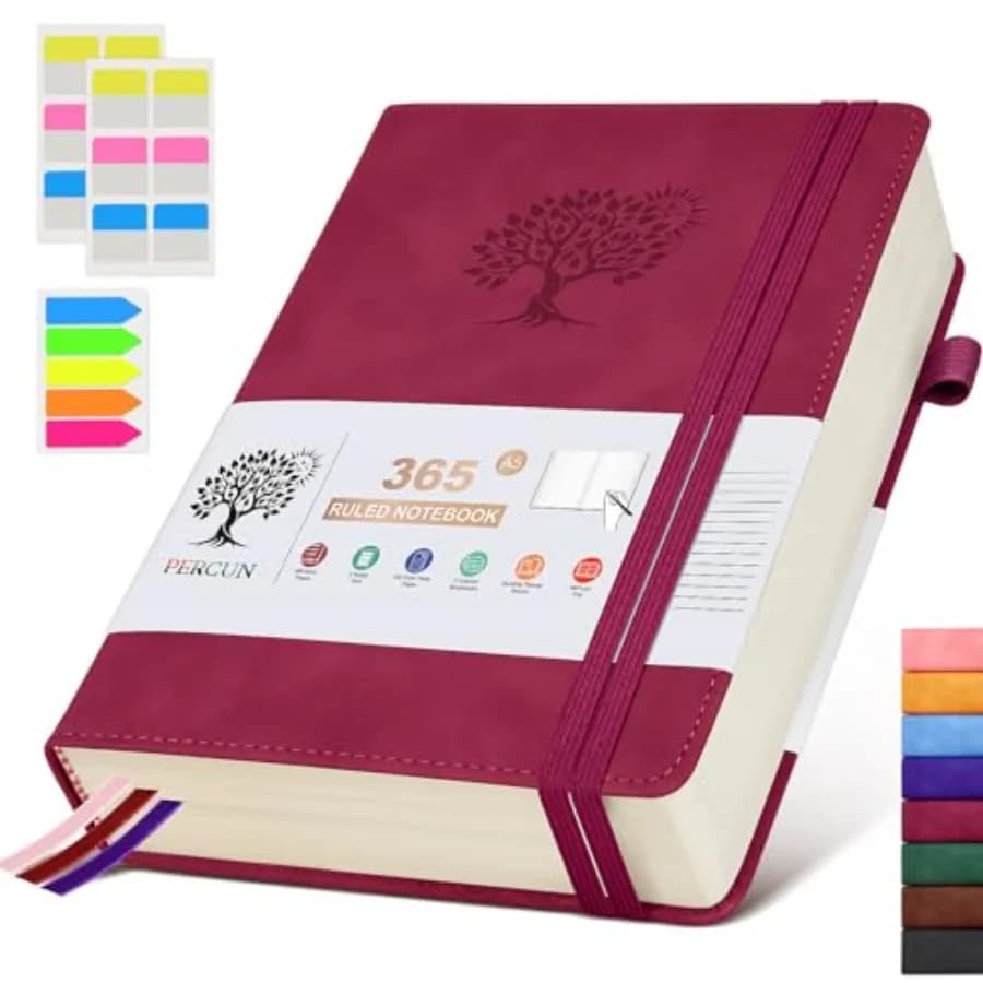 Lined Journal Notebook - 365 Page Leather Journals for Writing Women and Men Hardcover Notebook with 100Gsm Thick Pages Daily D