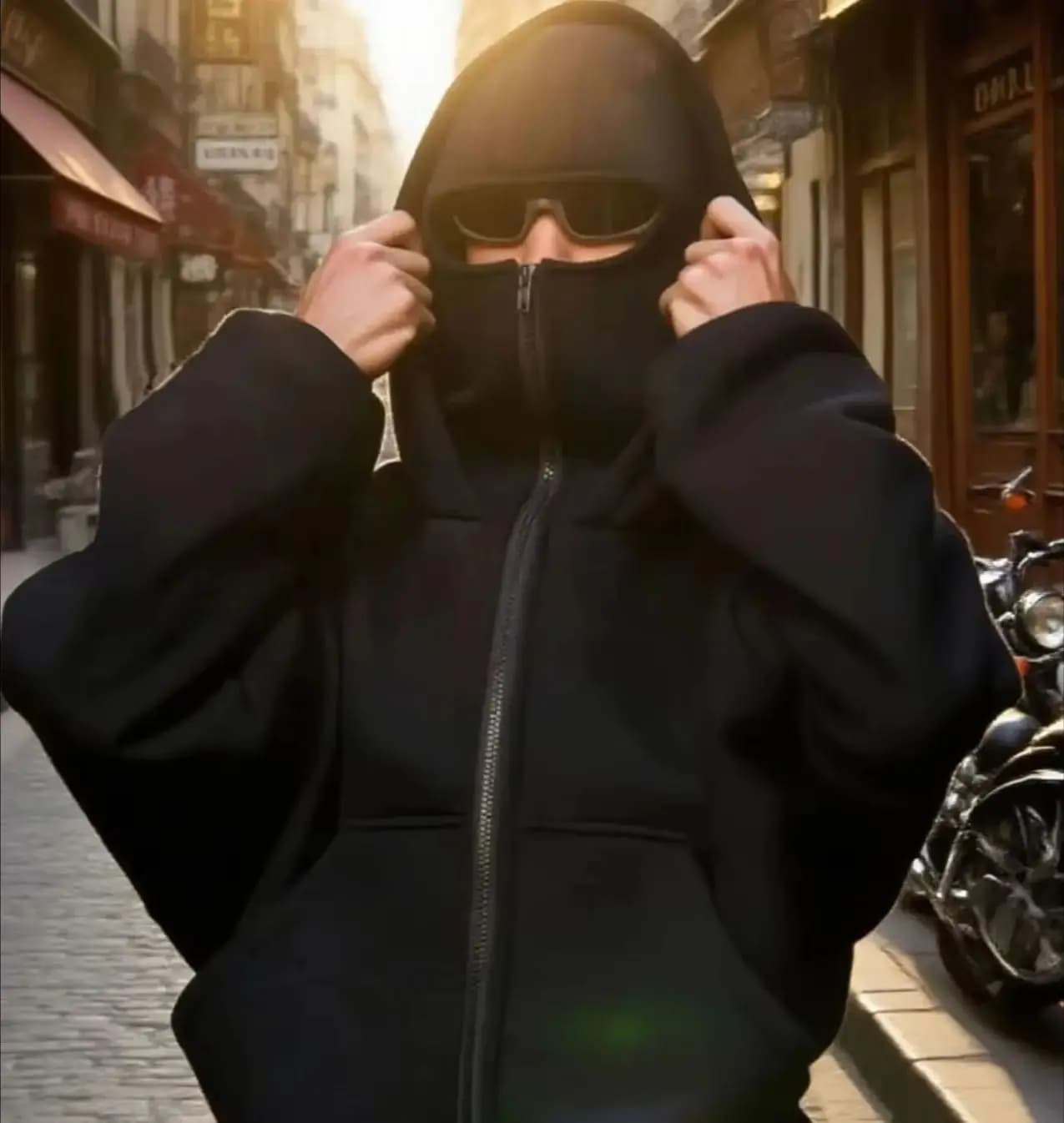 2026 Men Outdoor Activities Zip Hoodie Winter Warm Casual Sweatshirt Y2K with Hooded Face Mask Zipper Design Sports Jacket