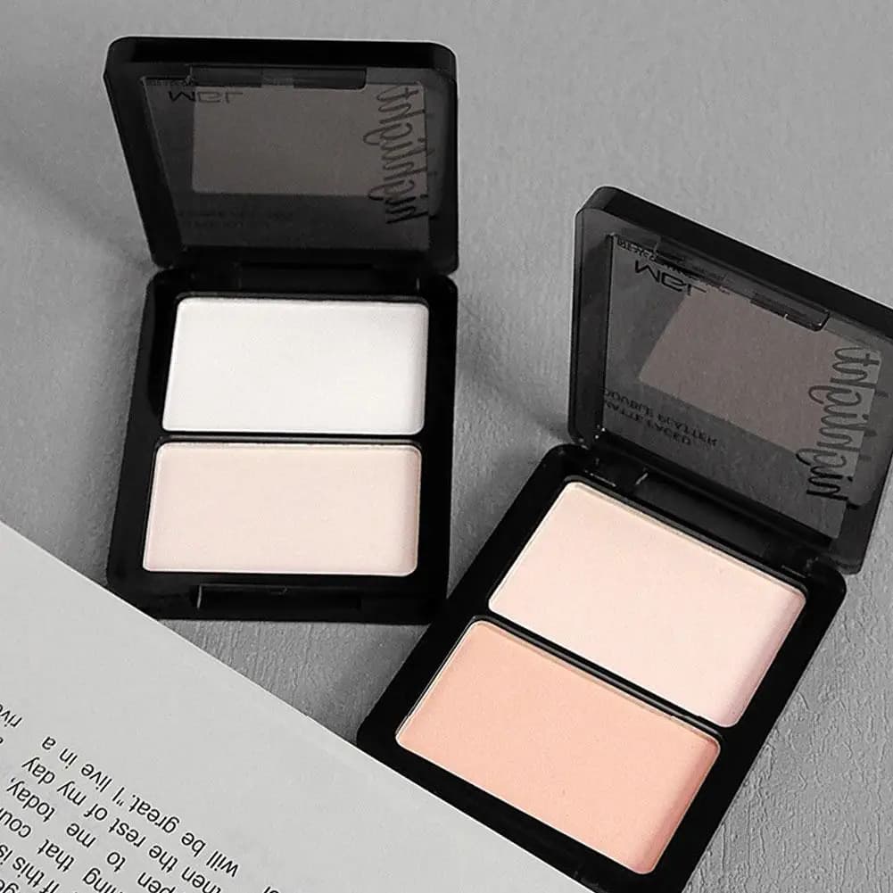 1/2PCS Two Color Highlight & Eye Shadow Powder Delicate, Natural, Lightweight, Matte Finish Eyeshadow Soft Focus Makeup Brighten