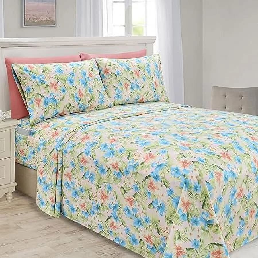 Soft Bed Sheets Cardinal Pattern - 1500 Hotel Quality Microfiber Softness Wrinkle and Fade Resistant 6-Piece Bedding Set King M