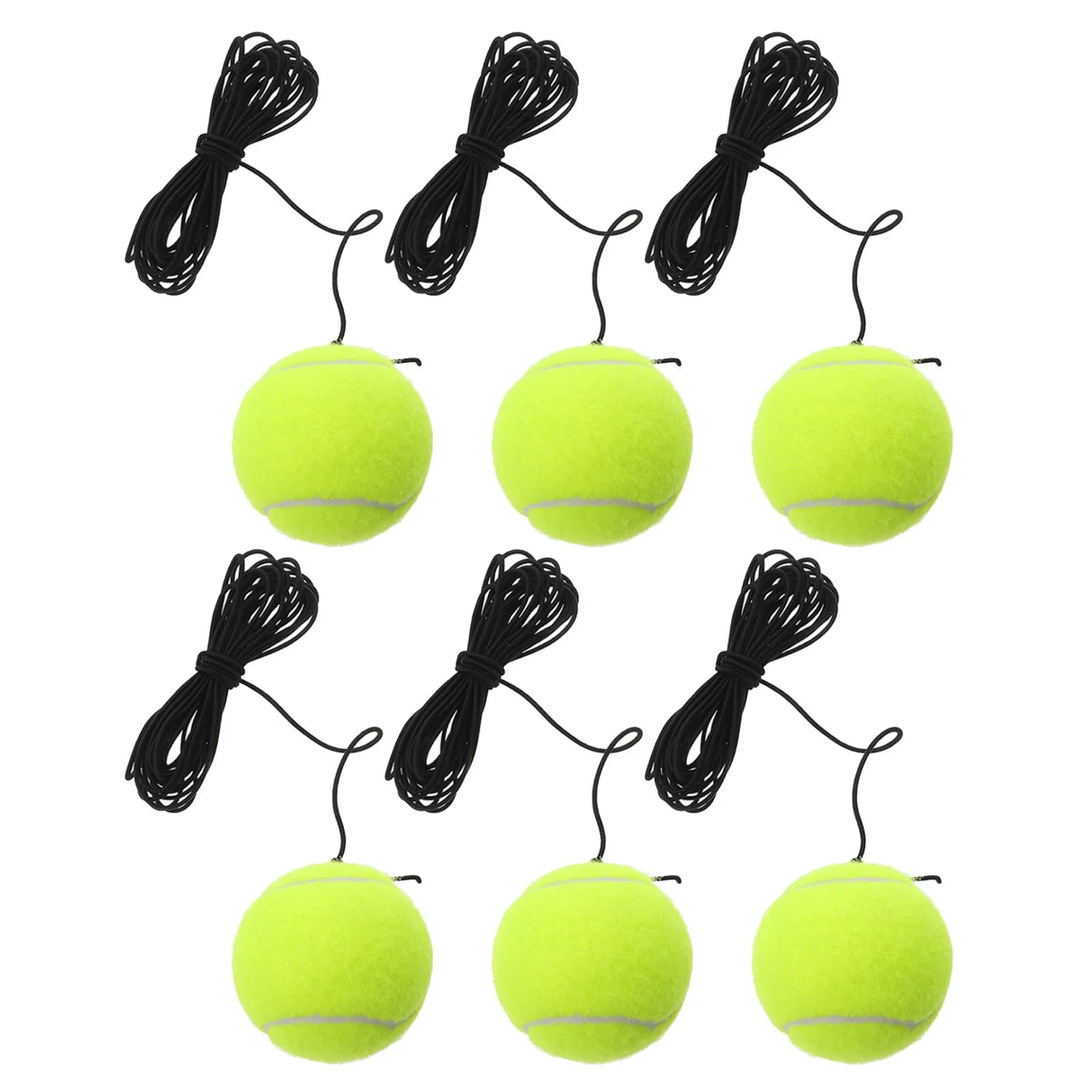 Set di 6 Palline da Tennis con Corda Elastica per Allenamento Individuale, Attrezzatura per Principianti, Pratica Tennis all'Aperto e al Chiuso
