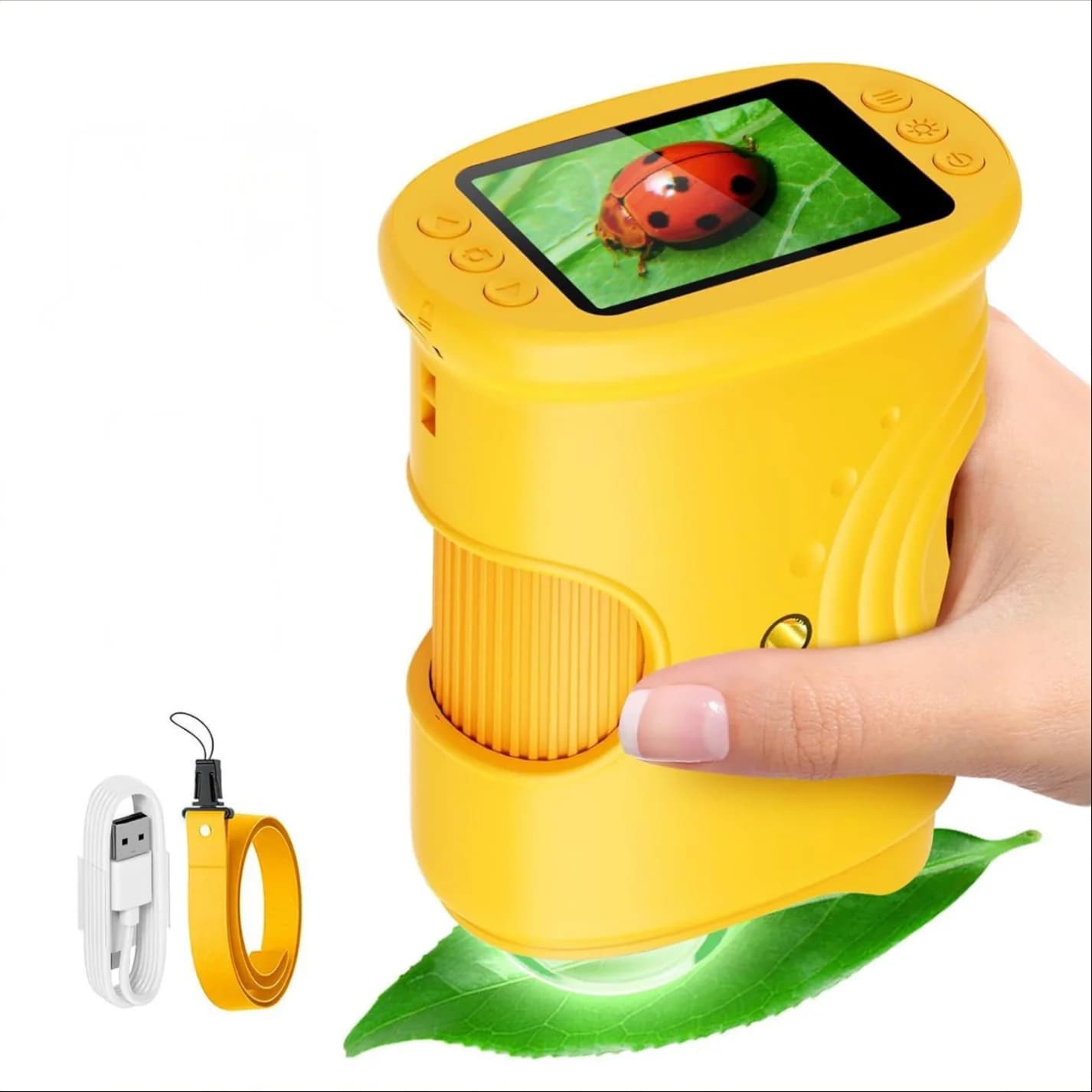 Microscopio Portatile 1000X per Bambini con Schermo IPS da 2.0", Ricaricabile, Microscopio Digitale Tascabile, Giocattolo Scientifico per Bambini