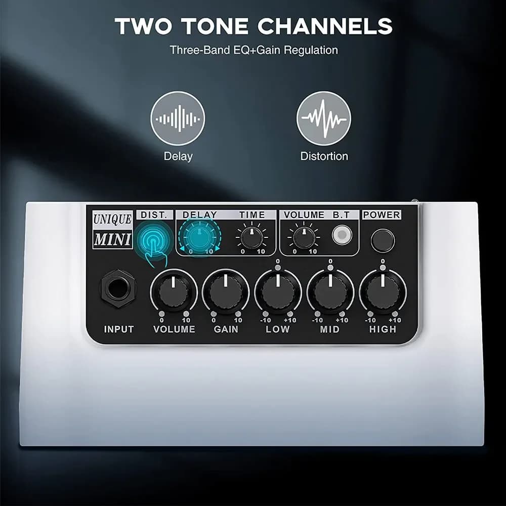 Best Seller Electric Guitar 10W Rechargeable Electric Guitar Amplifier Speaker With 3-Band EQ, Distortion Channel, Bluetooth