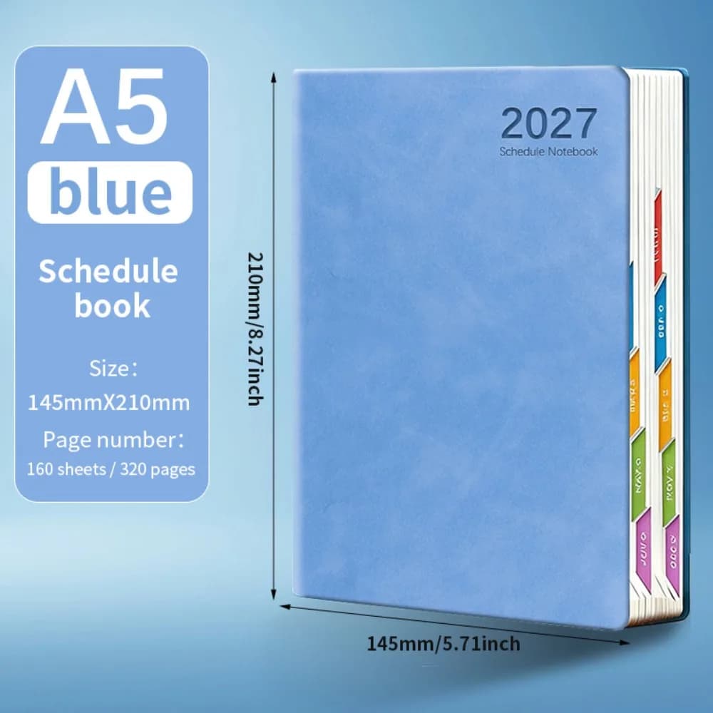 Agenda Portatile A5 2027 con Pagine di Pianificazione Mensile e Settimanale, Taccuino per Programmi di 365 Giorni, Diario per l'Efficienza degli Studenti