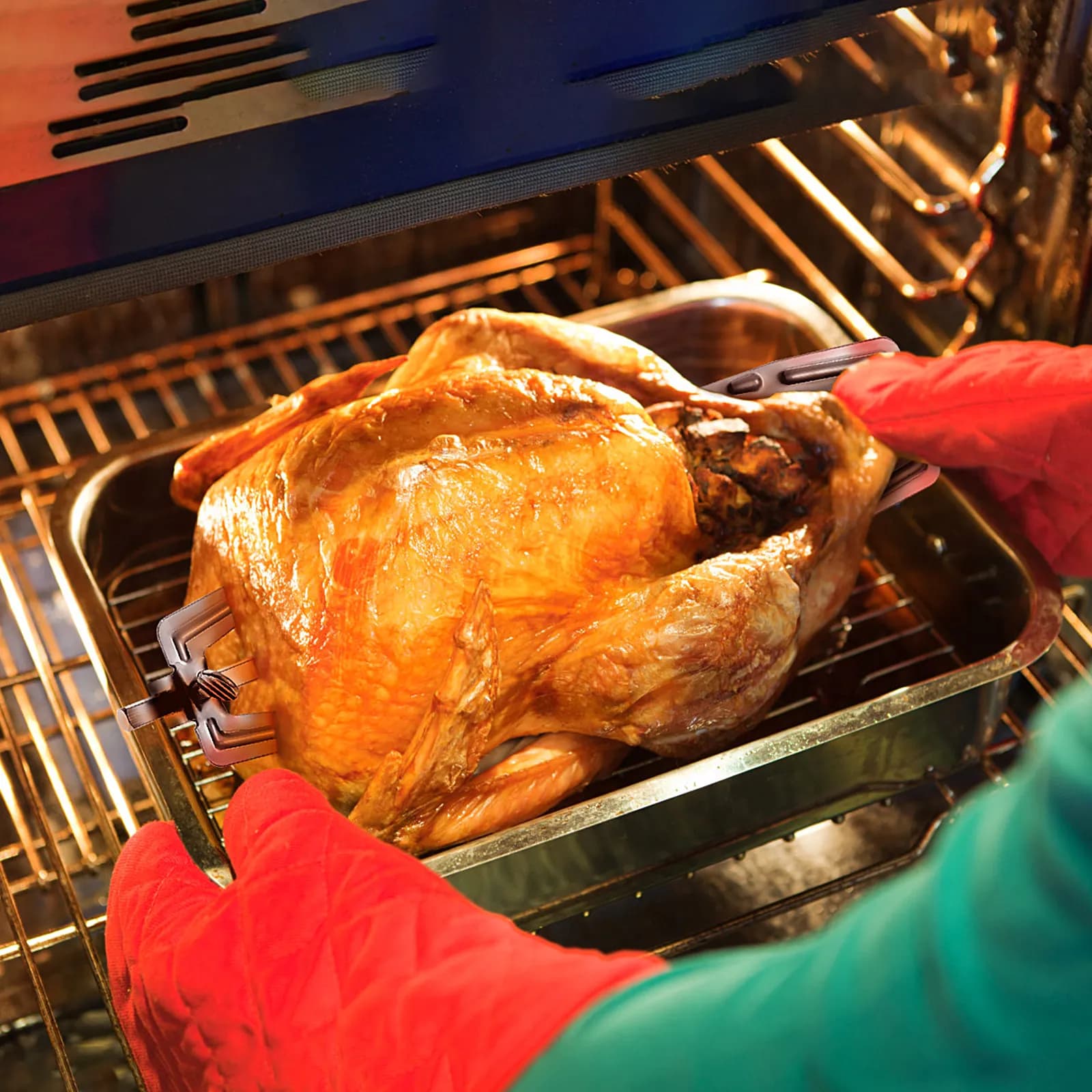 Air Fryer Stainless Steel Rotating Bbq Fork Strong Rustproof Roast Chicken Meat Fish Grill Fork Suitable for Oven