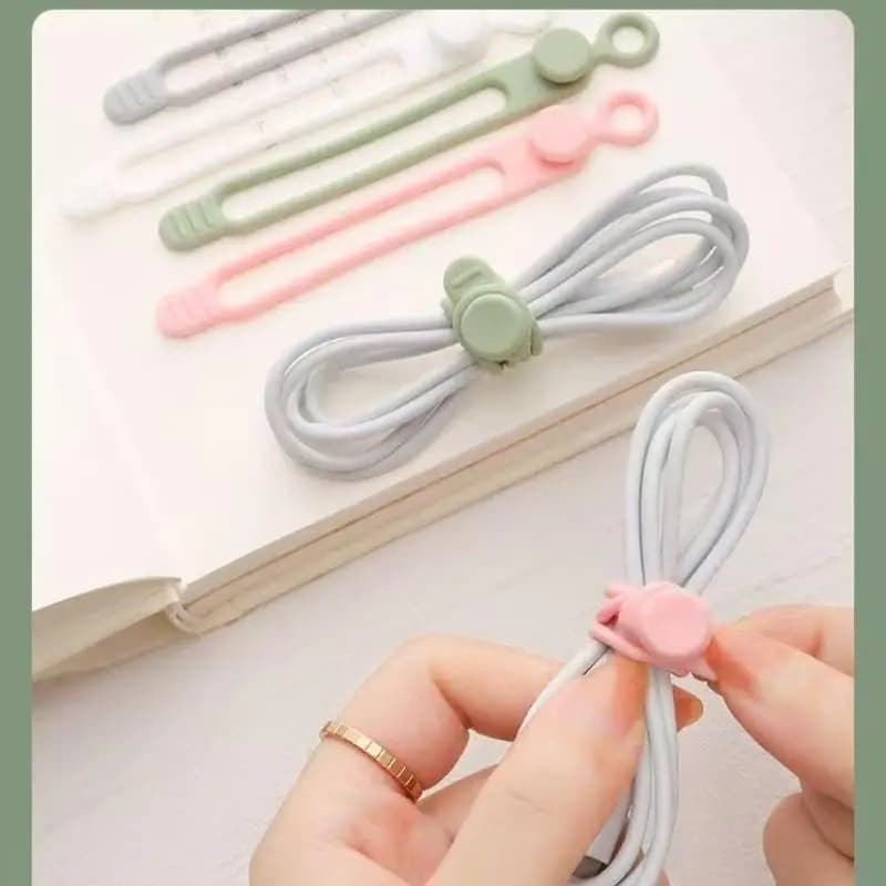 10/50PCS Silicone Cable Straps Reusable Cord Ties Travel Cable Organizer Cute Elastic Tie Wire Ties