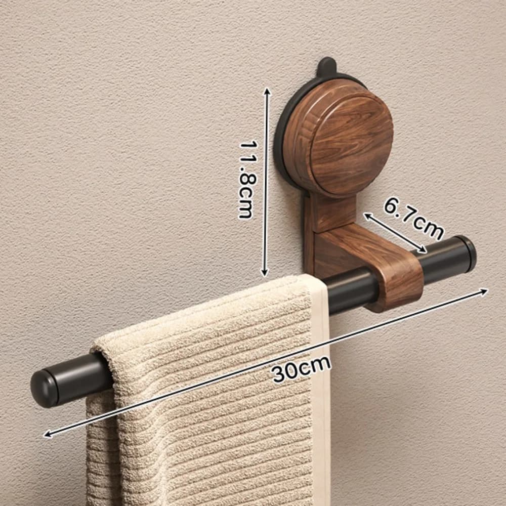 Portasciugamani in legno di noce stile retrò Spazio in plastica di alluminio Portasciugamani con supporto a ventosa Portasciugamani in legno di noce insapore impermeabile