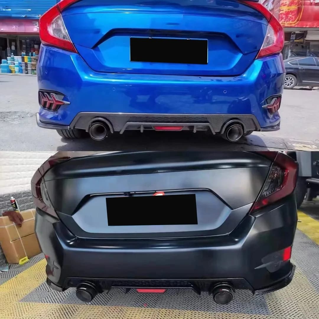 Diffusore Posteriore Laterale con Scarico per Honda Civic 10a Gen 2016-2020 Sedan, Protezione Paraurti, Copertura Labbro Inferiore, Tuning