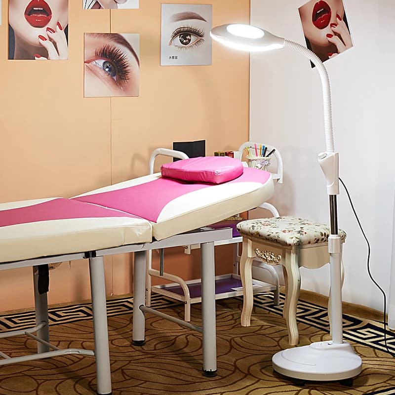 16X Diottrie LED Supporto da pavimento Lente d'ingrandimento Vetro Luce fredda Bellezza Luce facciale per salone Lampada di bellezza per tatuaggi per unghie