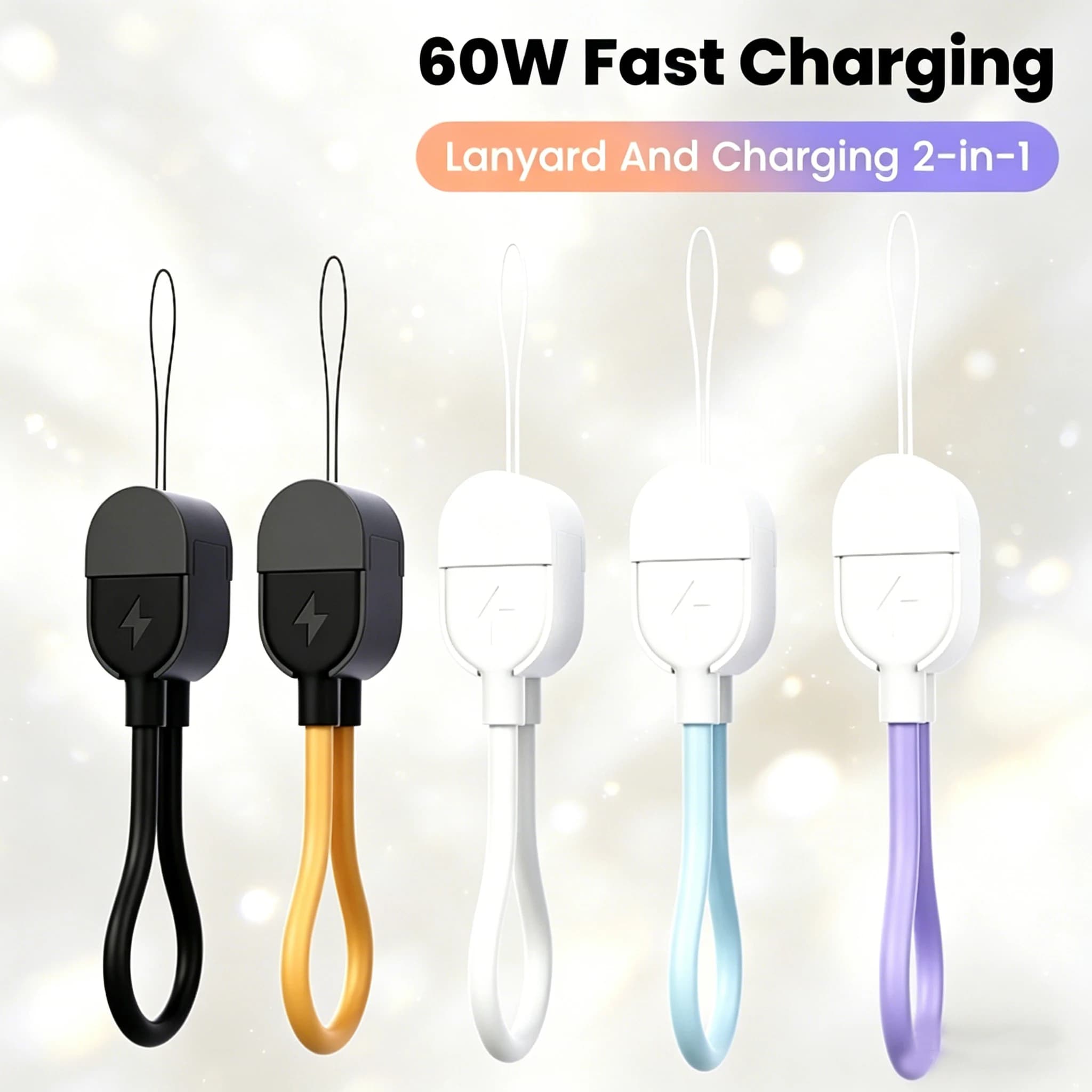 PD 60W Type C to Type C Keychain Cable For Samsung Xiaomi PD 20W USB C to Lightning Cable Fast Charge Data Cable For iPhone 14