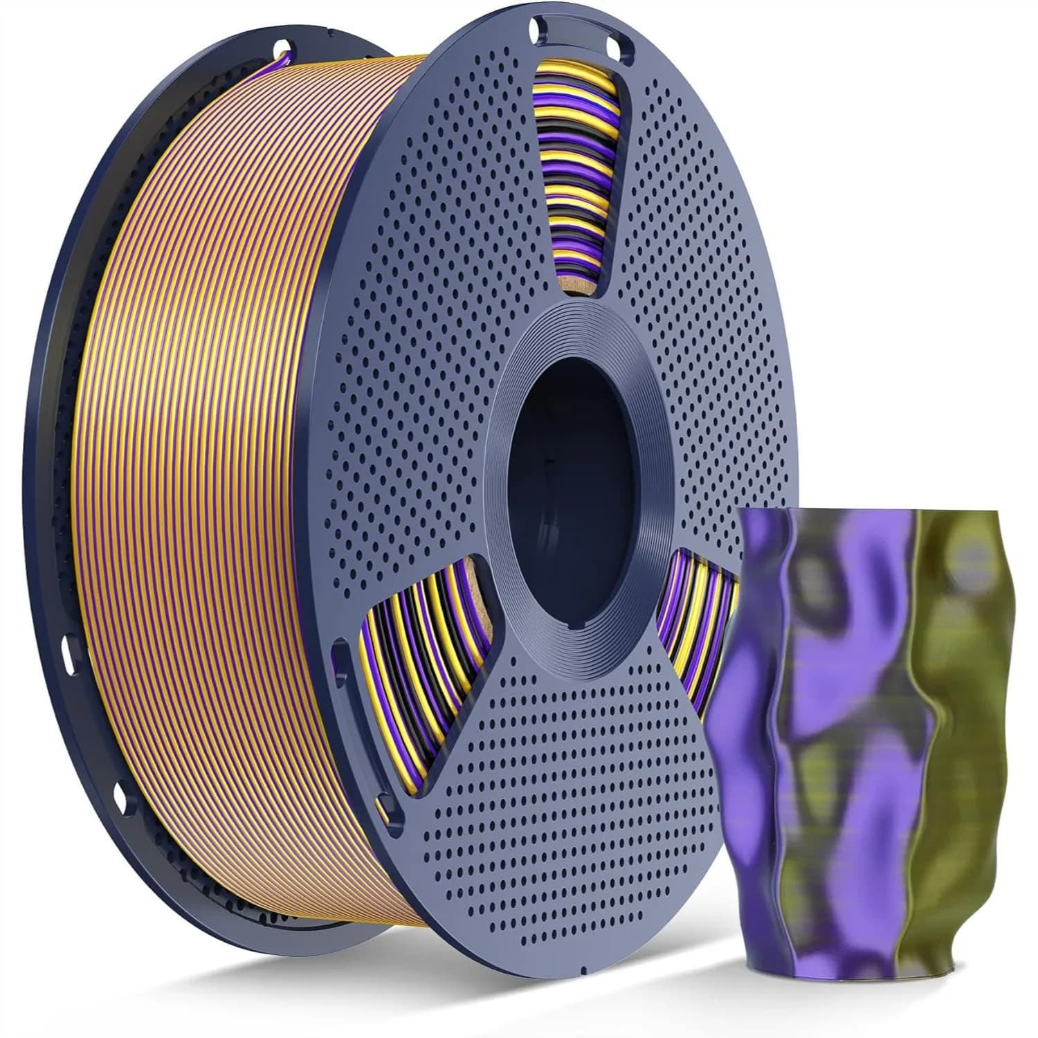 Filamento PLA Seta Tricolore 1.75mm, Filamento Lucido per Stampante 3D con Superficie Liscia, Bobina da 1KG