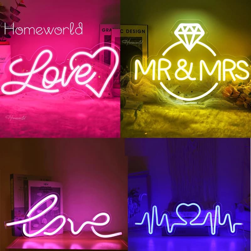 Matrimonio Amore LED Insegna al neon Luce Appeso a parete Decorazione a forma di cuore Lampada da notte Confessione per feste Compleanno Decorazioni Bar Negozio Regalo