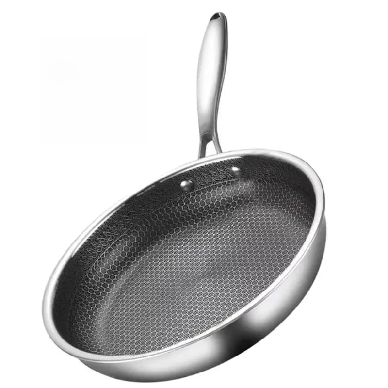 Stainless Steel Bee Nide Pail, Non-stick Non-coated for thick meat, Compatible with Induction and Gas, Resistant and Without PFOA