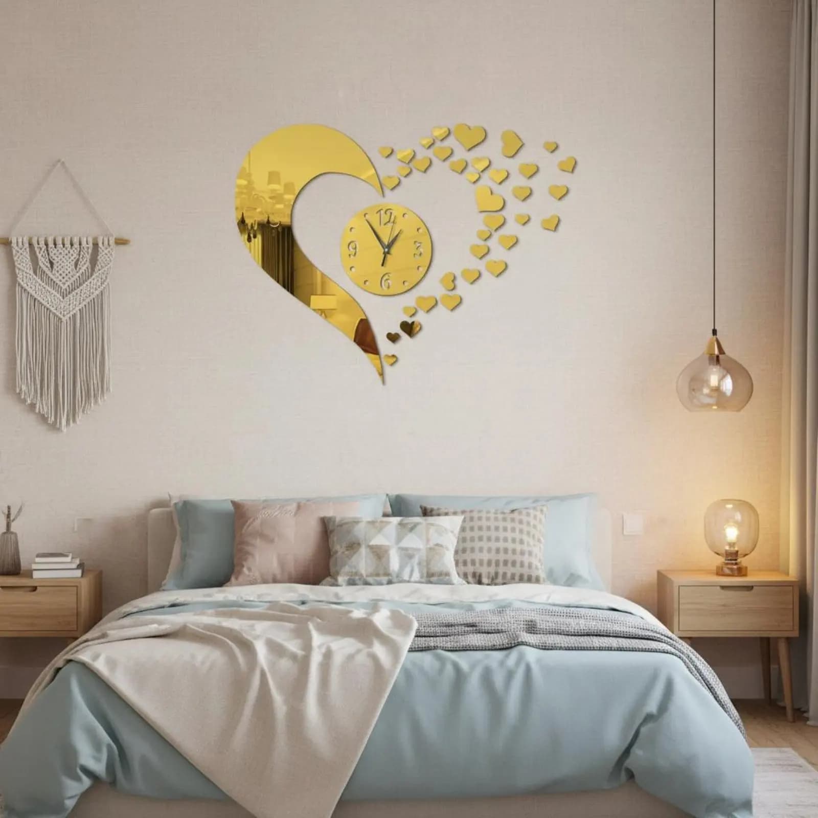 Orologio da Parete Fai-da-Te a Forma di Cuore, Movimento Silenzioso, Adesivo Decorativo, Diametro Regolabile, Impermeabile, per Soggiorno