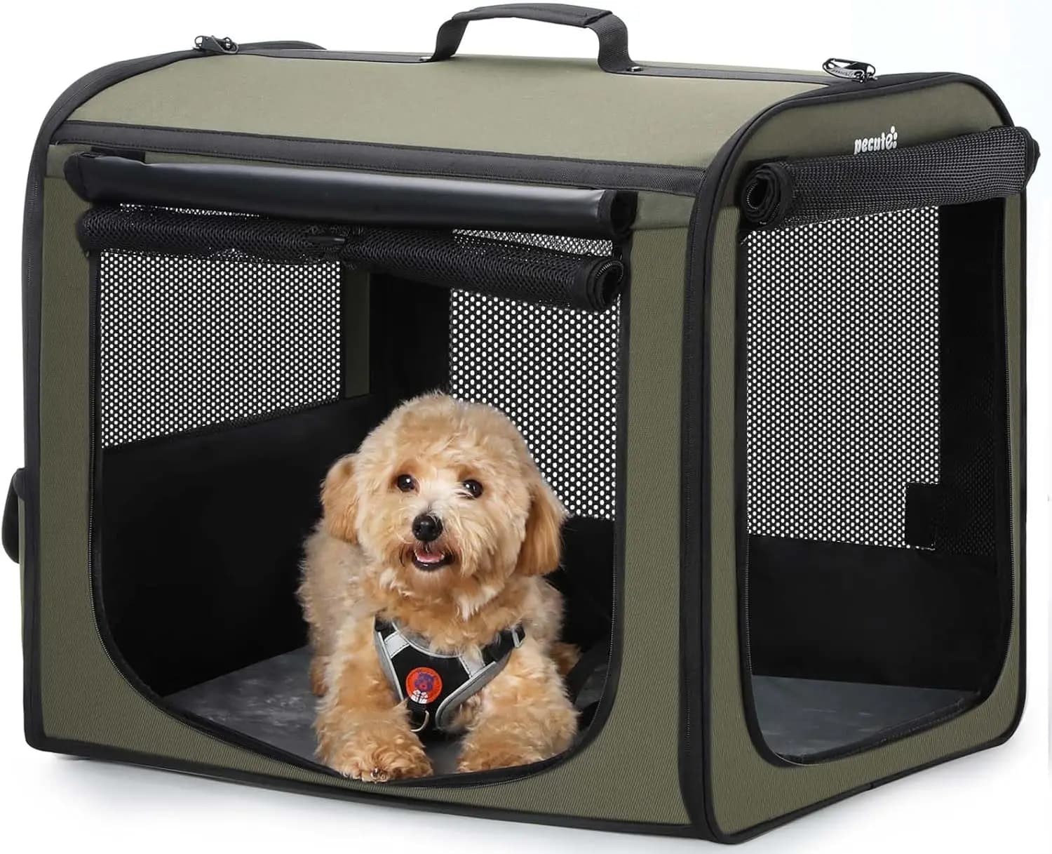 Trasportino Leggero e Pieghevole per Cani, Gabbia Portatile per Viaggi e Uso Domestico, Design Traspirante con Tenda