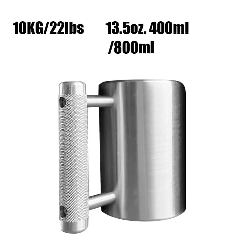 10KG Weighted Dumbbell Mug Stainless Steel Heavy Duty Beer Cup 400ml/800ml Knurled Non‑Slip Handle Home Gym Fitness Cup