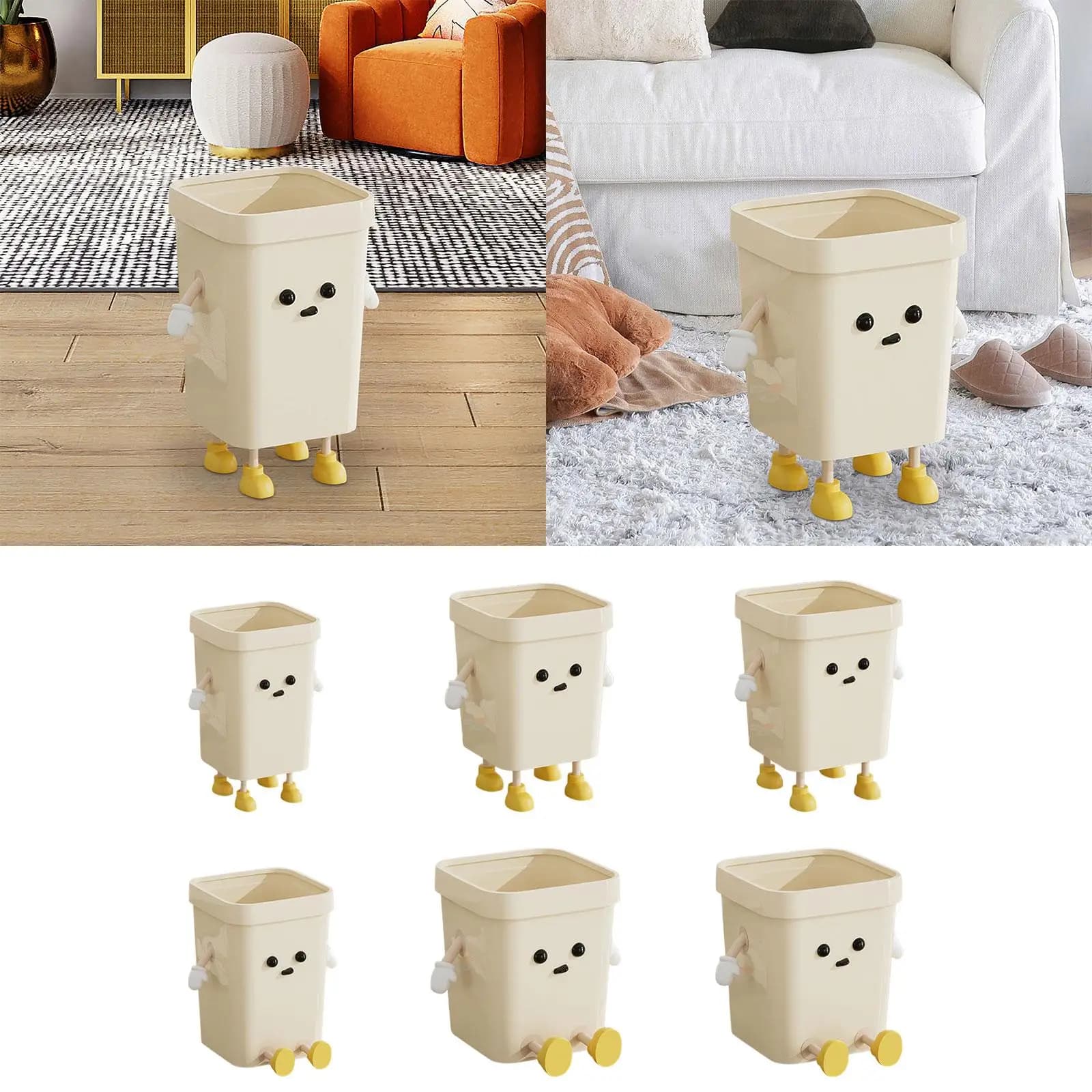Cestino Creativo Multifunzione Divertente e Robusto, Contenitore per Rifiuti con Apertura Superiore per Casa, Ufficio, Sotto Scrivania, Bagno, Dormitorio