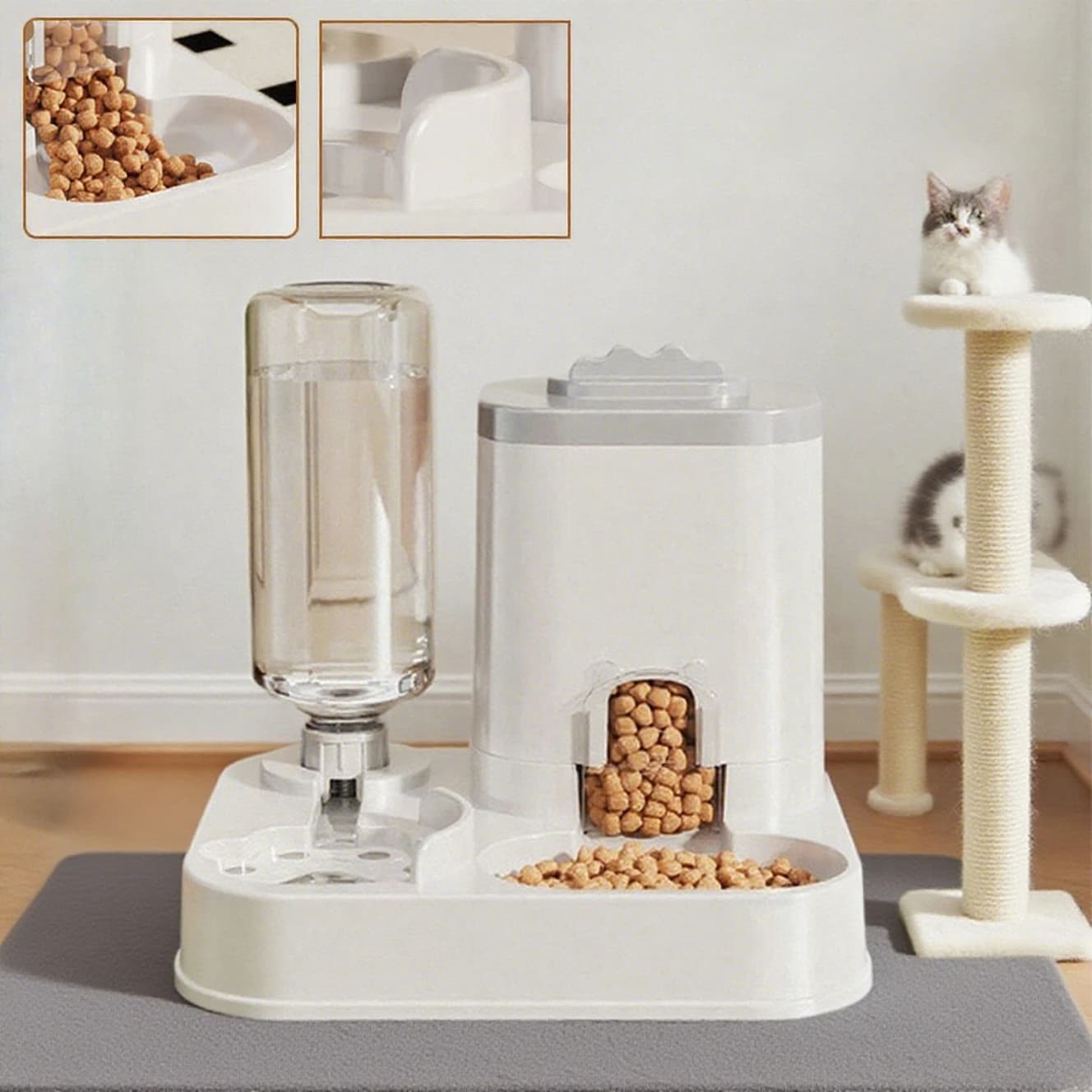 Automatic Cat & Dog Water Dispenser With Integrated Food Basin No Batteries Needed,automatic Pet Feeder One-piece Design JJ3079