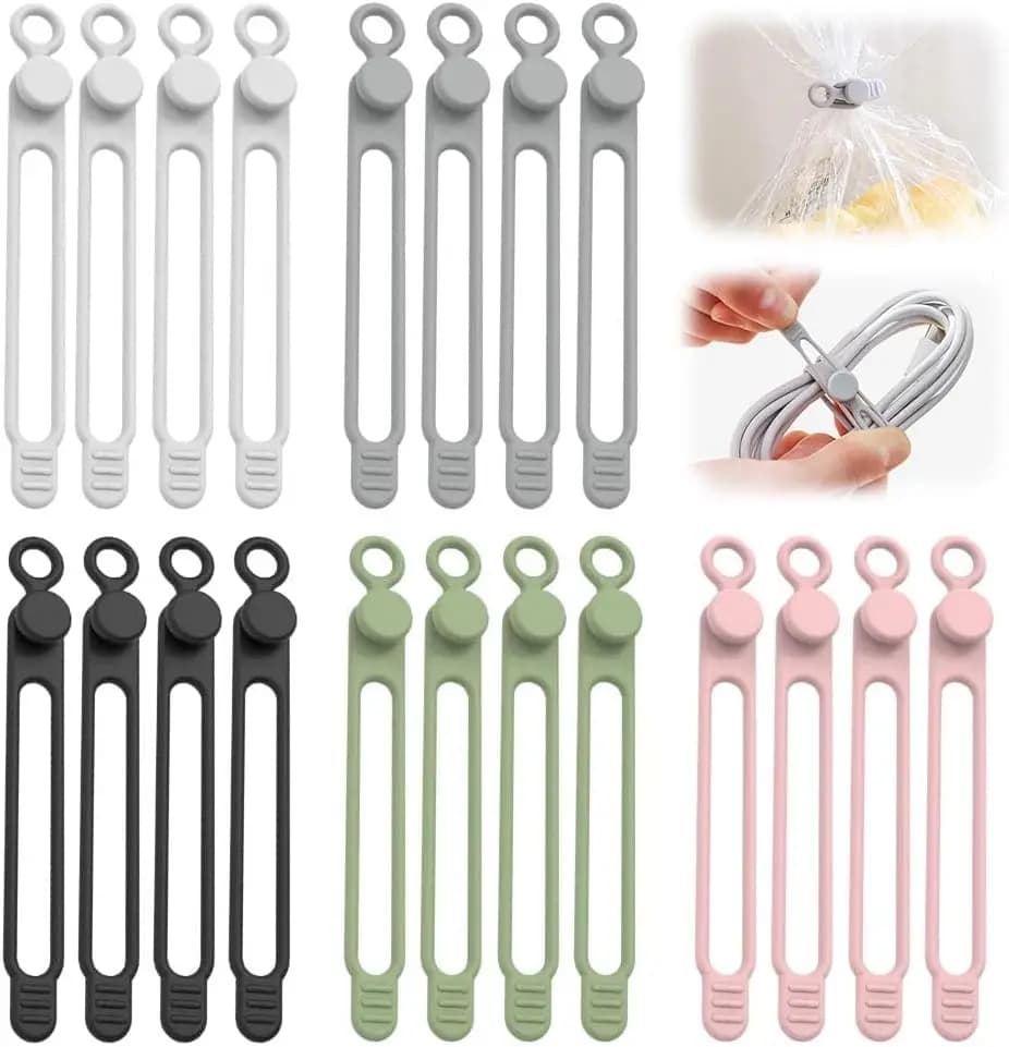 20 fascette fermacavi in silicone, organizer per cavi regolabile da 4,2 pollici, gestione cavi riutilizzabile per casa, ufficio, viaggi