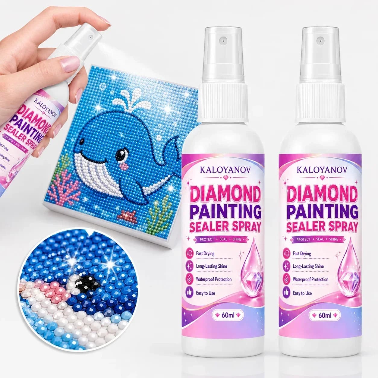 5D Diamond Painting Sealer Spray 60ML, Fast Drying & Waterproof Diamond Art Sealer, Puzzle Glue Accessories and Tools for Adults