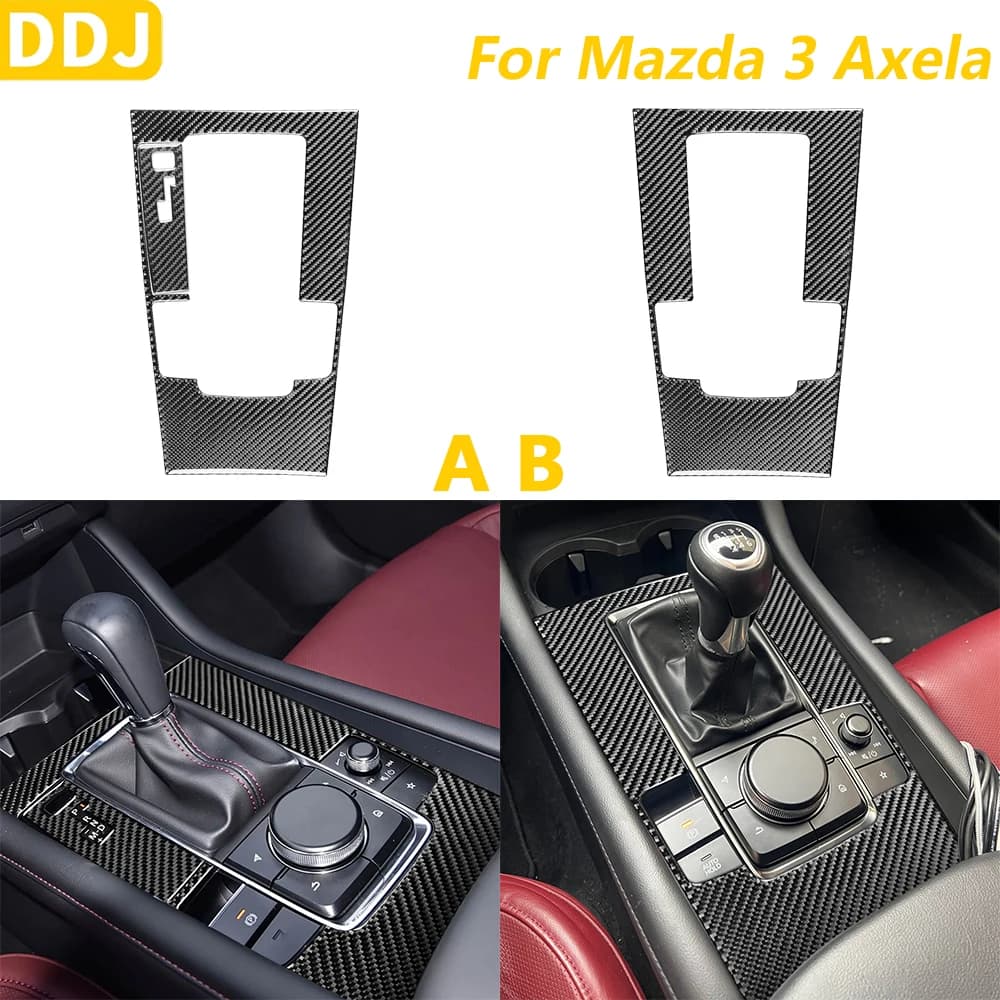Copertura del Pannello di Controllo del Cambio Centrale in Vera Fibra di Carbonio Morbida per Mazda 3 Axela 2019-2026, Accessori Decorativi per Interni