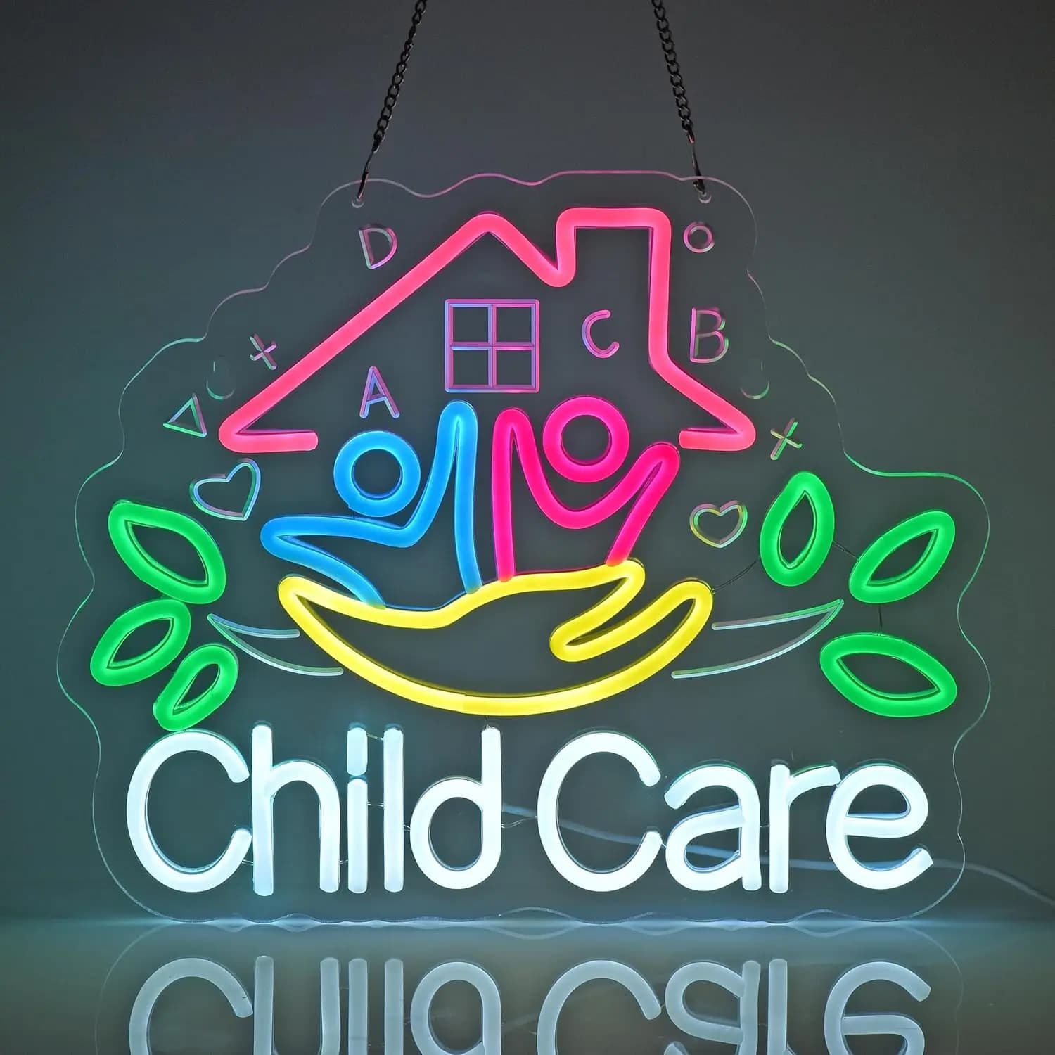 Insegna Luminosa al Neon per Asilo Nido, Insegna LED Colorata Dimmerabile USB per Asili, Scuole Materne, Cliniche Pediatriche, Decorazione Artistica da Parete