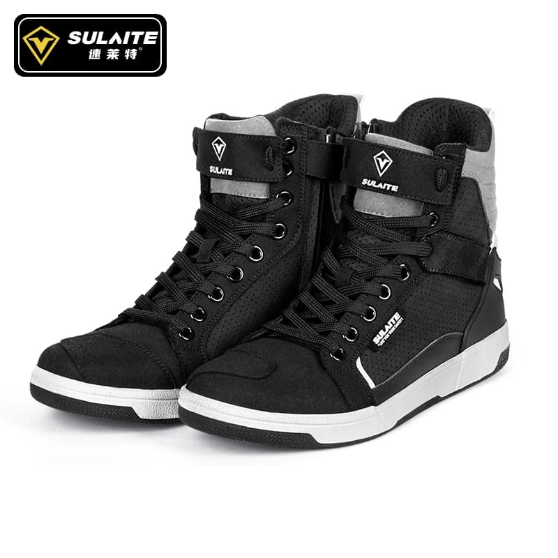 Stivali da moto da uomo Traspiranti Anti-caduta Rider Scarpe casual da corsa su strada Stivali Cambio di marcia Suola in gomma Scarpe da moto riflettenti