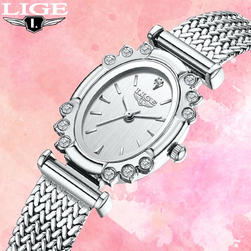 Nuovo Orologio da Polso LIGE Elegante per Donna, Lussuoso e Classico, Impermeabile, con Quadrante Semplice, Orologio al Quarzo per Donne